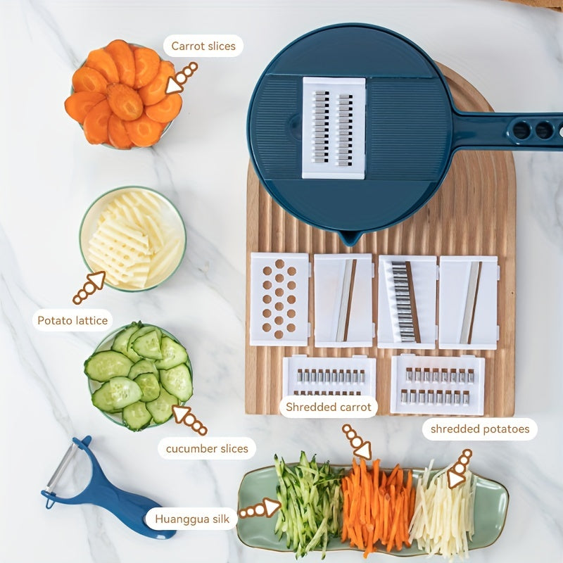 12-In-1 Multi-Functional Vegetable Chopper Carrots Potatoes Manually Cut Shred Slicer Radish Grater Kitchen Tools Vegetable Cutter For Hotel/Commercial