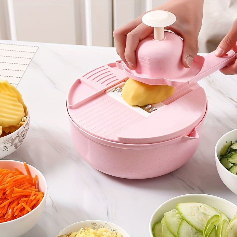12-In-1 Multi-Functional Vegetable Chopper Carrots Potatoes Manually Cut Shred Slicer Radish Grater Kitchen Tools Vegetable Cutter For Hotel/Commercial
