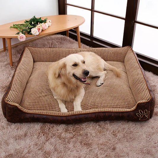 Luxury Faux Leather Soft Fleece Washable Dog Sofa Bed